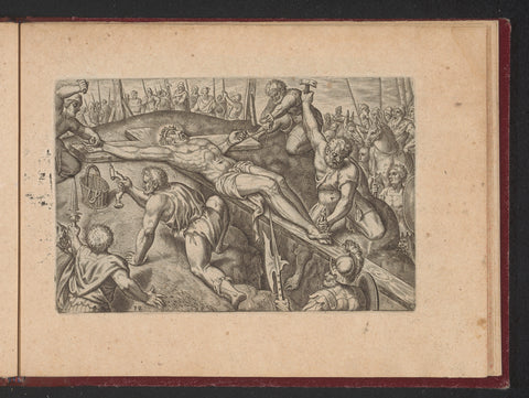 Christ nailed to the cross, Philips Galle (workshop of), 1573 Canvas Print