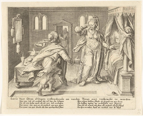 Lucia sticks out her eyes, Zacharias Dolendo, after 1615 - before c. 1652 Canvas Print