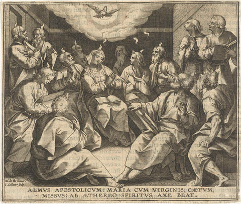 Outpouring of the Holy Spirit, Jan Collaert (II), 1597 Canvas Print