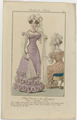 Petit Courrier des Dames, 1823, No. 133 : Robe d'étoffe moiré (...), anonymous, 1823 Canvas Print