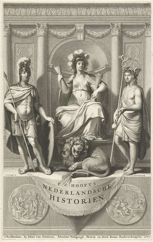 Dutch virgin flanked by Mars and Mercury, Johannes Willemsz. Munnickhuysen, 1677 Canvas Print