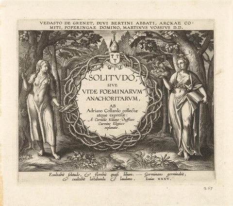 Title page of a series on female hermits, Adriaen Collaert, 1570 - 1618 Canvas Print