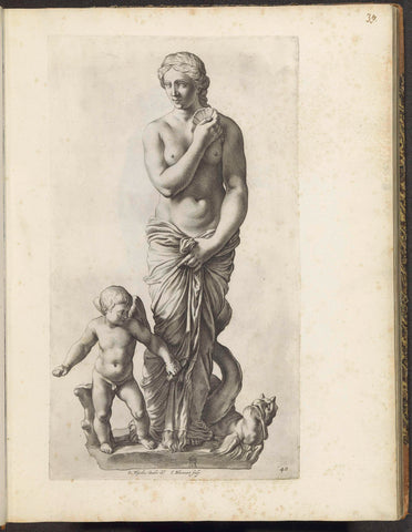 Statue of Venus with Amor, Cornelis Bloemaert (II), 1636 - 1647 Canvas Print