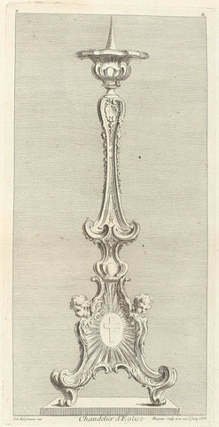 Design for a candlestick, Gabriel Huquier, Juste Aurèle Meissonnier, 1738 - 1749 Canvas Print