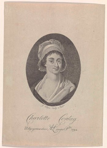 Portrait of Charlotte Corday, Govert Kitsen, 1794 Canvas Print