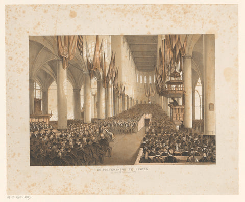 Interior of the Pieterskerk in Leiden during the third centenary of the university, anonymous, 1875 Canvas Print