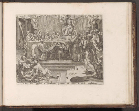 Bels priests in de temple, Philips Galle, 1579 Canvas Print