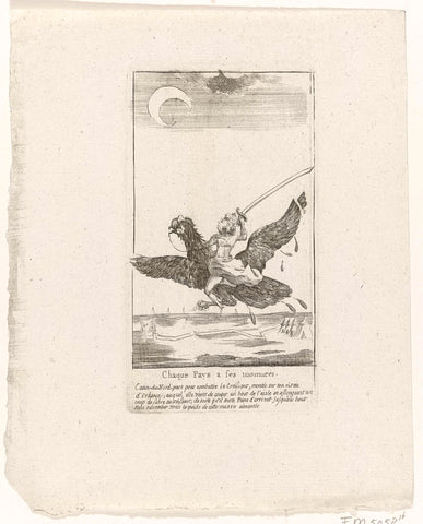 Catherine the Great flies on the Austrian eagle to the crescent moon, anonymous, 1787 - 1788 Canvas Print