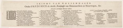 Poem with the print of the dismay of Copenhagen, 1659, Joost van den Vondel, 1659 Canvas Print