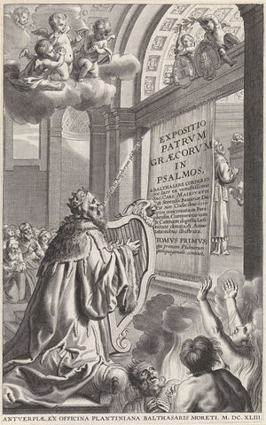 King David, playing harp, Pieter de Jode (II), 1643 Canvas Print