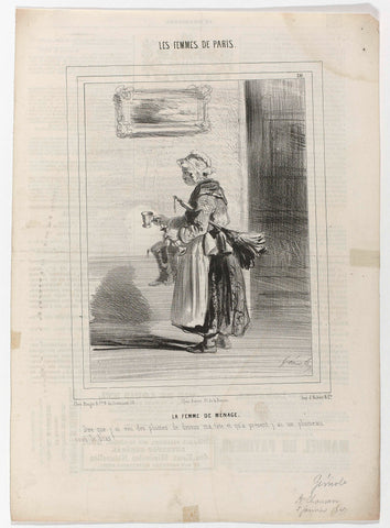 Le Charivari, Les femmes de Paris, 5 Janvier 1841, No. 20 : La femme de ménag (...), anonymous, 1841 Canvas Print