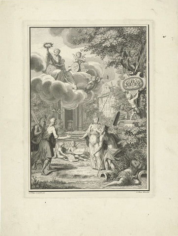 Allegorical performance on the occasion of the marriage of Gijsbert Antwerpen Verbrugge van Freyhoff and Maria Hooft, Jan Caspar Philips, 1742 Canvas Print