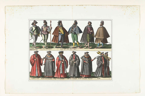 Double plate with twelve men dressed according to French fashion, c. 1580, anonymous, 1872 - 1875 Canvas Print