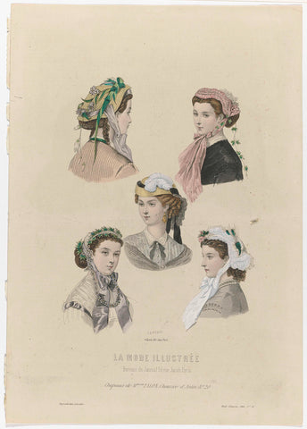 La Mode Illustrée, 1866, No. 18: Chapeaux de Melle Talon (...), M. Gervais, 1866 Canvas Print