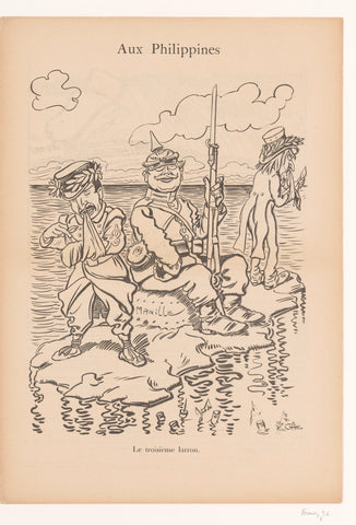 Caricature of three figures in the Philippines, Caran d'Ache, 1898 Canvas Print