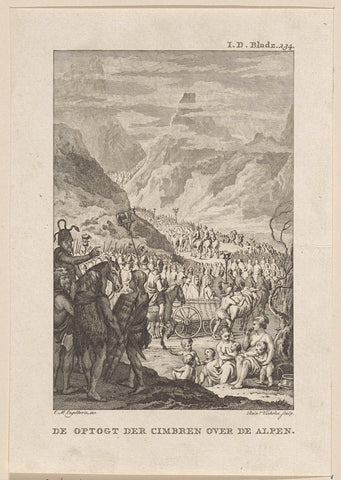 De Cimbren trekken over de Alpen, Reinier Vinkeles (I), 1782 - 1784 Canvas Print