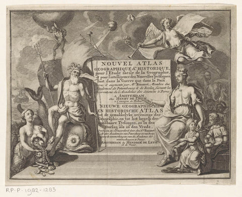 Allegorical representation with Neptune and city maiden, anonymous, 1749 Canvas Print