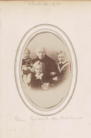 Portrait of Frederik, Prince of the Netherlands, with his grandchildren Prince Victor, Willem and Frederik van Wied, D. Puls, c. 1875 - in or before 1881 Canvas Print