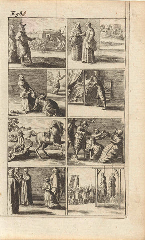 Story with depictions of murder and death penalty (F. 588.), Abraham Dircksz. Santvoort, 1667 Canvas Print