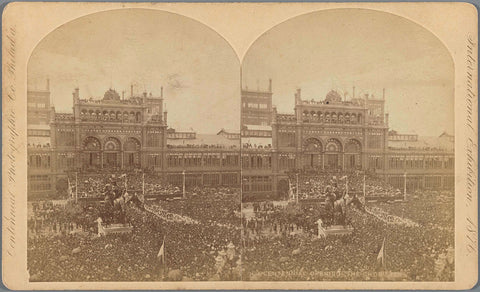 View of buildings, audience and choir at the opening of the Philadelphia World's Fair in 1876, Centennial Photographic Company, 1876 Canvas Print