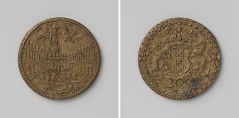 Broker's guild of Amsterdam, guild token with no. 209, Hans Rogiers van Harelbeke, 1612 Canvas Print