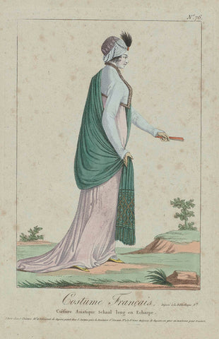 Costume Français, then Nouveau Costume Parisien 1799-1810, No. 76: Coëfure Asiatiqu (...), anonymous, 1799 - 1810 Canvas Print