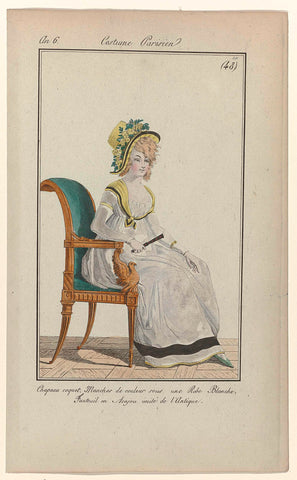 Journal des Dames et des Modes, Costume Parisien, 11 juillet 1798, (48) :Chapeau coquet (...), anonymous, 1798 Canvas Print