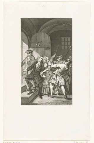 Mayor Westerwijk in Goes led out of prison, 1692, Reinier Vinkeles (I), 1785 Canvas Print