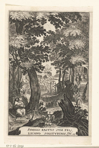 Emblem with hermit and believers who devote themselves to meditation, Boetius Adamsz. Bolswert, 1649 Canvas Print