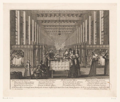 Infirmary in the Hôpital de la Charité de Paris, Abraham Bosse, 1642 - 1643 Canvas Print