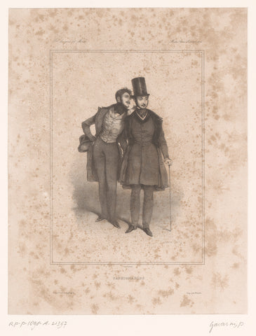 Two fashionable men, Paul Gavarni, 1834 Canvas Print