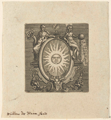 Ovale medaillon met de zon, Willem de Haen, c. 1615 - c. 1620 Canvas Print