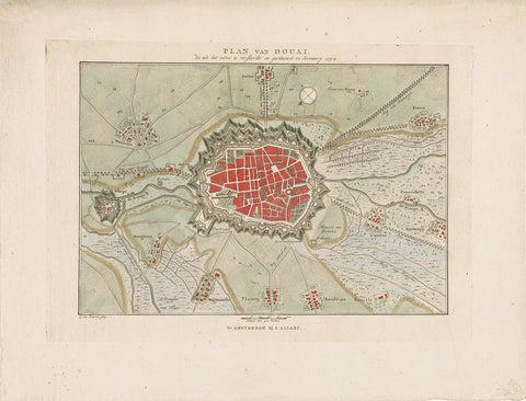 Plan of the reinforcements of Douai, 1794, Cornelis van Baarsel, 1794 Canvas Print