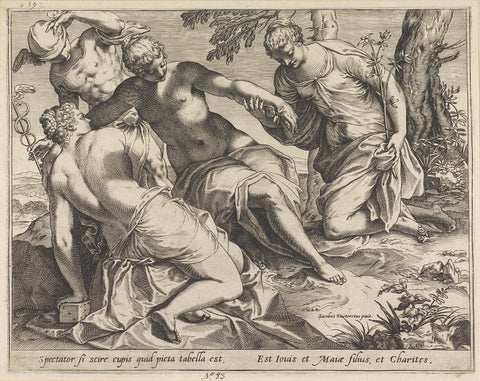 Mercury and the Graces, Agostino Carracci, 1589 Canvas Print