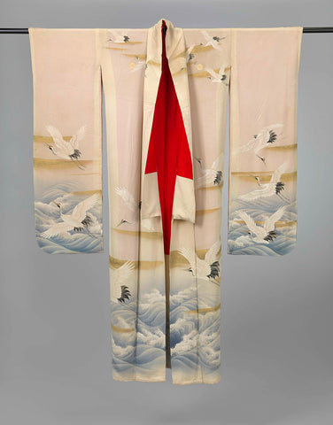 Set of three women’s kimonos decorated with cranes, anonymous, 1920 - 1940 Canvas Print