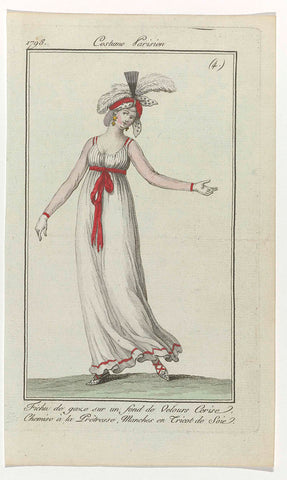 Journal des Dames et des Modes, Costume Parisien, 28 janvier 1798, (4) : Fichu de gaz (...), anonymous, 1798 Canvas Print