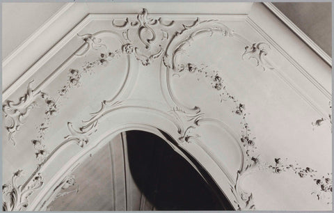 Corner of the ceiling with leaf vines and a flower garland, 1981 Canvas Print