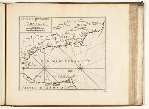 Map of the Spanish south coast near Gibraltar, 1726, anonymous, 1726 Canvas Print