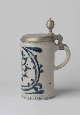 Tankard with a flower among foliate scrolls, anonymous, c. 1750 - c. 1774 Canvas Print