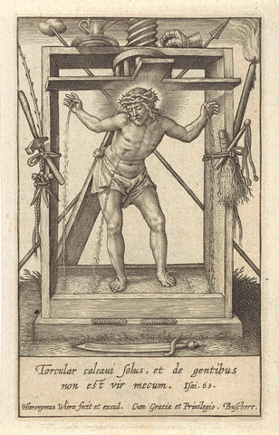 Christus in de wijnpers, Hieronymus Wierix, 1563 - before 1619 Canvas Print