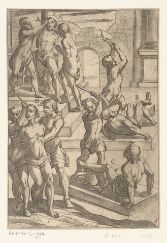 Torture: beating, eyes sticking out and heeling limbs, Antonio Tempesta, 1565 - 1630 Canvas Print