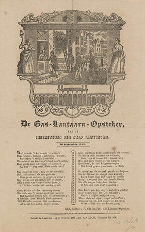 Kermisprent van de gaslantnopstekers van Amsterdam voor het jaar 1849, anonymous, 1849 Canvas Print