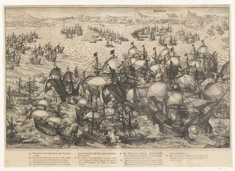 Victory over the Portuguese fleet for Bantam, 1601, Bartholomeus Willemsz. Dolendo (attributed to), 1610 Canvas Print