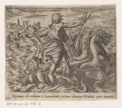 Neptune sends a deluge to Troy, Antonio Tempesta, 1606- 1638 Canvas Print