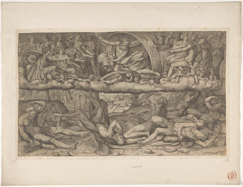 Battle of Gods and Giants, Giulio Bonasone (attributed to), 1501 - 1580 Canvas Print