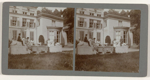 Sitting on the stone lions, the statues in front of country house De Paauw in Wassenaar, Geldolph Adriaan Kessler (possibly), 1912 Canvas Print