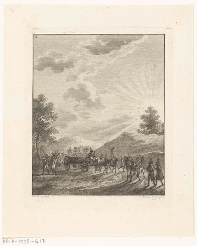 Infantrymen in a sun-drenched landscape, Joannes Bemme, 1804 Canvas Print