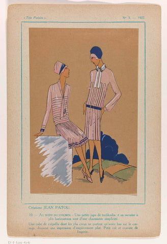 Très Parisien, 1927, No. 3 : -10: Créations JEAN PATOU. AU BORD DU CHEMIN, anonymous, 1927 Canvas Print