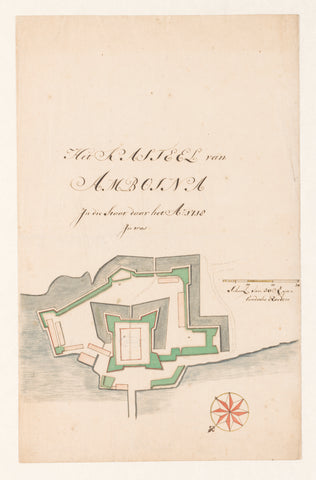 Fortress map of Fort Victoria on Ambon, anonymous, 1718 Canvas Print