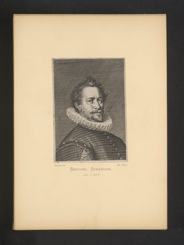 Reproduction of an engraving of a portrait of Bartholomeus Spranger by Johann Sadeler (I), Joseph Maes, c. 1872 - in or before 1877 Canvas Print